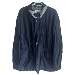 London Fog XL Waterproof Utility Jacket – Classic Black Windbreaker Vintage Coat